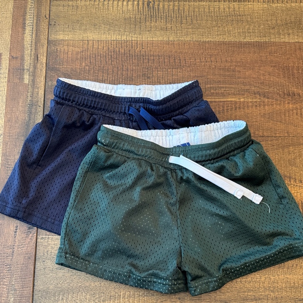 Kids Athletic Mesh Shorts in Navy and Forest Green